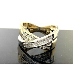 Crisscross Ring Diamond 0.50ctw 14k Gold Two Tone Estate Jewelry Womens …